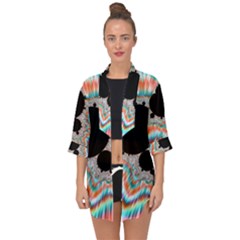 Fractal Abstract Background Open Front Chiffon Kimono by Ravend