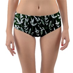 Leaves Pattern Wallpaper Watercolor Reversible Mid-waist Bikini Bottoms by Ravend