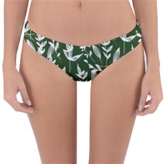 Leaves Pattern Wallpaper Watercolor Reversible Hipster Bikini Bottoms by Ravend