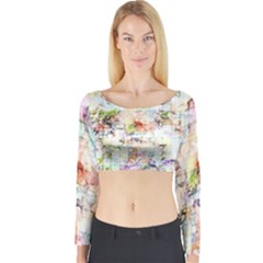 Dirt Puzzle Scrap Book Background Long Sleeve Crop Top by Ravend