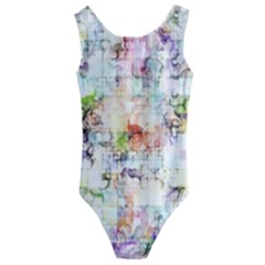 Dirt Puzzle Scrap Book Background Kids  Cut-out Back One Piece Swimsuit by Ravend