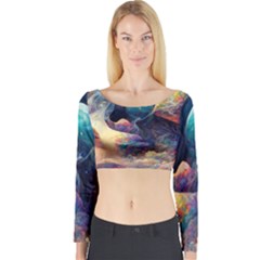 Quantum Physics Dreaming Lucid Long Sleeve Crop Top by Ravend