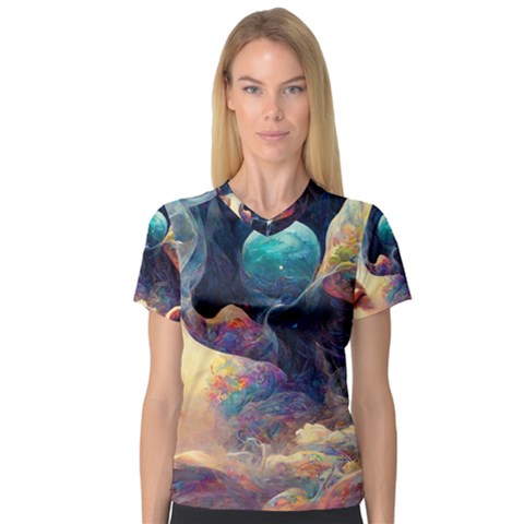 Quantum Physics Dreaming Lucid V-neck Sport Mesh Tee by Ravend