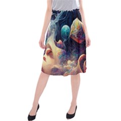 Quantum Physics Dreaming Lucid Midi Beach Skirt by Ravend