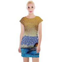 Abstract Painting Art Texture Cap Sleeve Bodycon Dress by Ravend