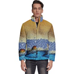 Abstract Painting Art Texture Men s Puffer Bubble Jacket Coat by Ravend