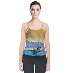 Abstract Painting Art Texture Velvet Spaghetti Strap Top by Ravend