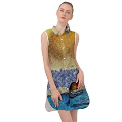 Abstract Painting Art Texture Sleeveless Shirt Dress by Ravend