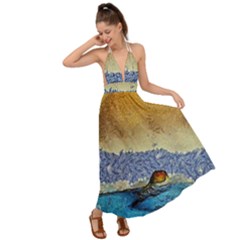 Abstract Painting Art Texture Backless Maxi Beach Dress by Ravend