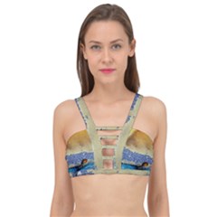 Abstract Painting Art Texture Cage Up Bikini Top by Ravend