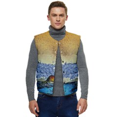 Abstract Painting Art Texture Men s Short Button Up Puffer Vest	