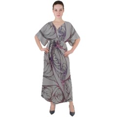 Abstract Background Watercolor V-neck Boho Style Maxi Dress by Ravend