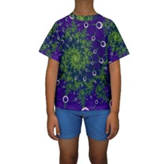 Fractal Spiral Abstract Background Kids  Short Sleeve Swimwear by Ravend