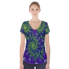 Fractal Spiral Abstract Background Short Sleeve Front Detail Top