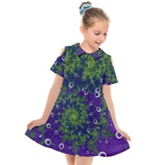 Fractal Spiral Abstract Background Kids  Short Sleeve Shirt Dress