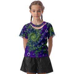 Fractal Spiral Abstract Background Kids  Front Cut Tee by Ravend