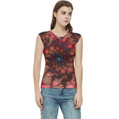 Fractals Abstract Art Red Spiral Women s Raglan Cap Sleeve Tee by Ravend