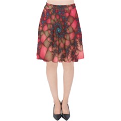 Fractals Abstract Art Red Spiral Velvet High Waist Skirt by Ravend