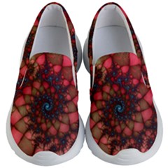 Fractals Abstract Art Red Spiral Kids Lightweight Slip Ons by Ravend