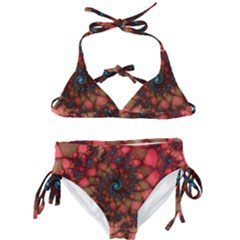 Fractals Abstract Art Red Spiral Kids  Classic Bikini Set by Ravend