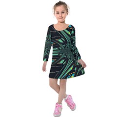 Art Pattern Abstract Design Kids  Long Sleeve Velvet Dress