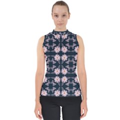 Flowers Daisies Spring Summer Mock Neck Shell Top by Ravend