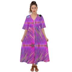 Fractal Fractals Abstract Art Kimono Sleeve Boho Dress by Ravend