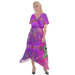 Fractal Fractals Abstract Art Cross Front Sharkbite Hem Maxi Dress