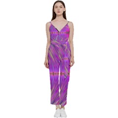 Fractal Fractals Abstract Art V-neck Spaghetti Strap Tie Front Jumpsuit