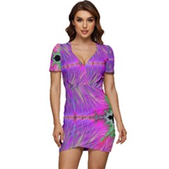 Fractal Fractals Abstract Art Low Cut Cap Sleeve Mini Dress