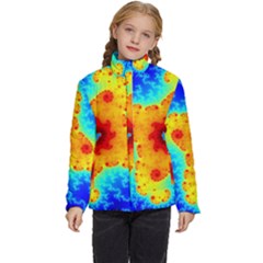 Fractal Starfish Mandelbrot Blue Kids  Puffer Bubble Jacket Coat by Ravend