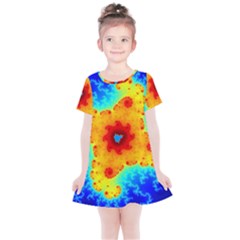 Fractal Starfish Mandelbrot Blue Kids  Simple Cotton Dress by Ravend