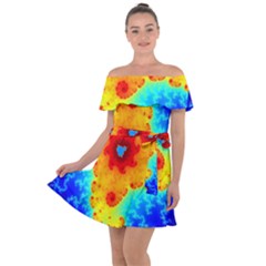 Fractal Starfish Mandelbrot Blue Off Shoulder Velour Dress by Ravend