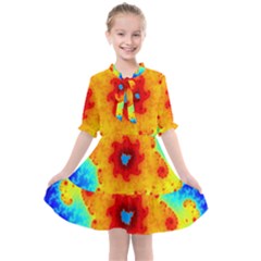 Fractal Starfish Mandelbrot Blue Kids  All Frills Chiffon Dress by Ravend