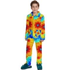 Fractal Starfish Mandelbrot Blue Kids  Long Sleeve Velvet Pajamas Set