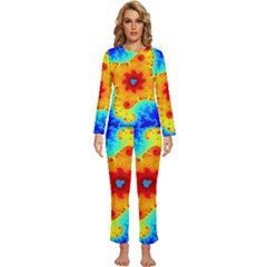 Fractal Starfish Mandelbrot Blue Womens  Long Sleeve Lightweight Pajamas Set