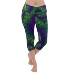 Fractal Abstract Art Pattern Lightweight Velour Capri Yoga Leggings by Ravend