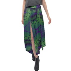 Fractal Abstract Art Pattern Velour Split Maxi Skirt by Ravend