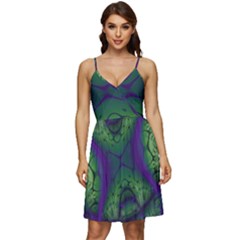 Fractal Abstract Art Pattern V-neck Pocket Summer Dress  by Ravend