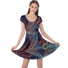 Fractal Abstract Art Cap Sleeve Dress by Ravend