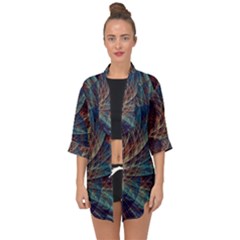 Fractal Abstract Art Open Front Chiffon Kimono by Ravend