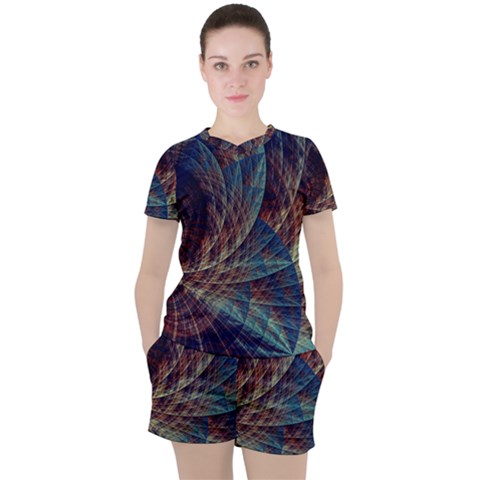 Fractal Abstract Art Women s Tee And Shorts Set by Ravend