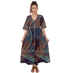 Fractal Abstract Art Kimono Sleeve Boho Dress by Ravend