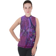 Fractal Math Abstract Abstract Art Mock Neck Chiffon Sleeveless Top by Ravend