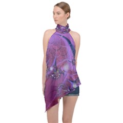 Fractal Math Abstract Abstract Art Halter Asymmetric Satin Top by Ravend