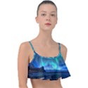 Green Aurora Lights-over Rocky Shore During Night Time Frill Bikini Top View1