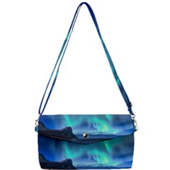 Green Aurora Lights-over Rocky Shore During Night Time Removable Strap Clutch Bag by danenraven