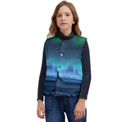 Green Aurora Lights-over Rocky Shore During Night Time Kid s Short Button Up Puffer Vest	 by danenraven