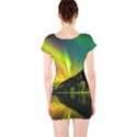 Scenic View Of Aurora Borealis Stretching Over A Lake At Night Short Sleeve Bodycon Dress View2