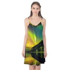 Scenic View Of Aurora Borealis Stretching Over A Lake At Night Camis Nightgown  by danenraven